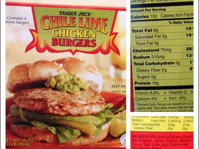 Trader Joe's Chili lime chicken burger